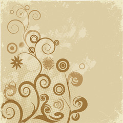 Terracotta floral grunge background