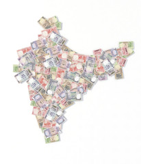 india map with rupee banknotes