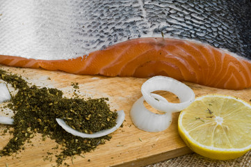 preparing fresh salmon
