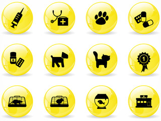 Glossy web buttons, veterinary icons