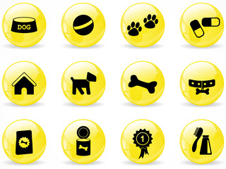 Glossy web buttons, dog icons