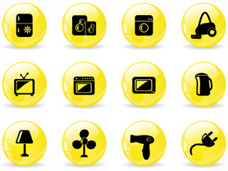 Glossy web buttons, home electronics icons