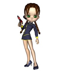 Cute Toon Female Starship Officer
