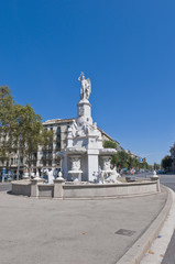 Fototapeta na wymiar Geni Catala Fountain near Palau Square in Barcelona, Spain