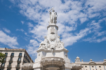 Fototapeta premium Geni Catala Fountain near Palau Square in Barcelona, Spain