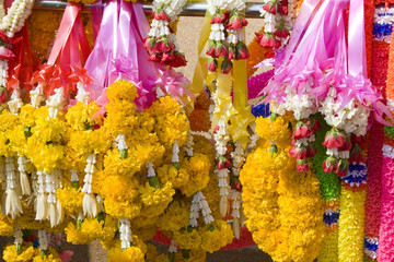 Flower garlands for buddhist religious ceremony