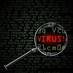 Computer Virus, magnifying glass