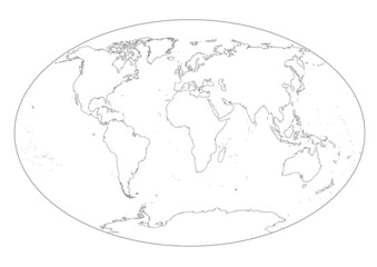 Mappa del mondo in bianco e nero vuota