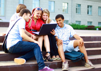 young students lined up for a portrait