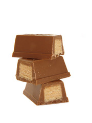 Pyramid of chocolate isolated on white background
