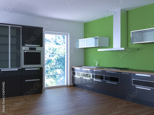 Küche rendering 3d schwarz grün" stockfotos und lizenzfreie bilder ...