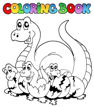 Coloring book with young dinosaurs