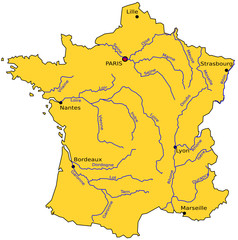 Carte des rivi&egrave;res de France
