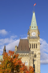 Fototapeta na wymiar The Parliament of Canada in autumn, Peace Tower