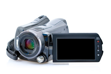Camescope avec écran LCD vu de face - 28481495