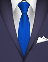 Suit and blue tie