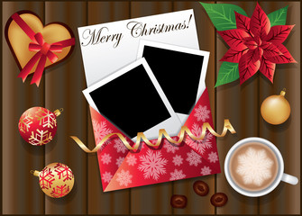 Christmas card with two framework for photo. vector