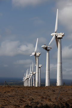 Rusty, run-down wind power station on Big Island, Hawaii