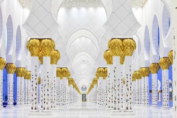 Deurstickers Abu Dhabi Interieur van de Sheikh Zayed-moskee, Abu Dhabi, Verenigde Arabische Emiraten