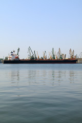Cargo ship moored in port