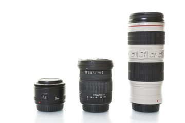 three digital lenses for DSLR cameras