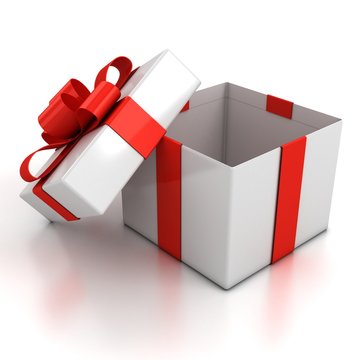 open gift box over white background 3d illustration