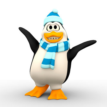 penguin cartoon in happy life