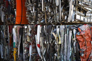 Compressed Scrap Metal Bales ready for Recycling