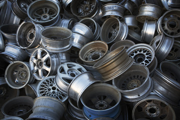 Old Metal Wheels ready for Recycling