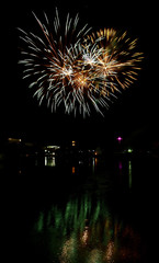 Long Exposure of Multicolored Fireworks Against a Black Sky