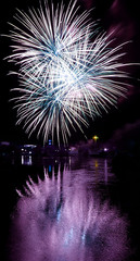 Long Exposure of Multicolored Fireworks Against a Black Sky