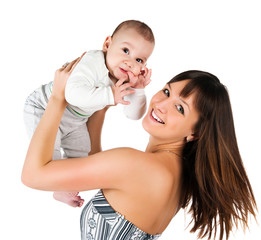 Pretty young women with her son