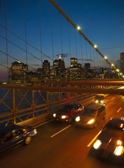Fototapeta na wymiar New York by night from the Brooklyn Bridge