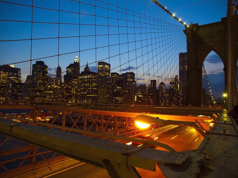 New York by night from the Brooklyn Bridge