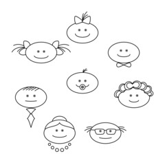 Cheerful faces, contours