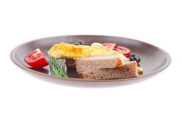 served roast golden fish fillet