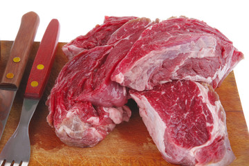 beef fillet on plate with cutlery