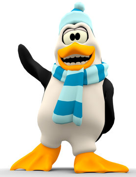 penguin cartoon in bottom view