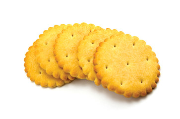 Round Crackers Stack, Isolated Macro Closeup