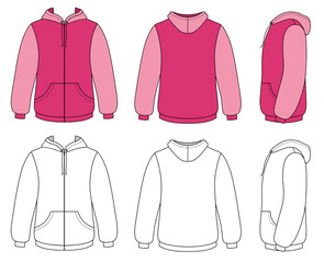 Template vector illustration of a blank hoodie