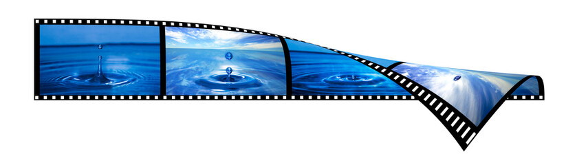 Film strip with water splashing