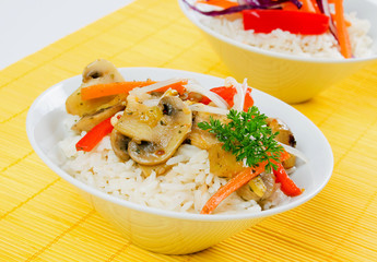 Rice with mushrooms and vegetables