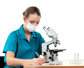 Doctor with microscope