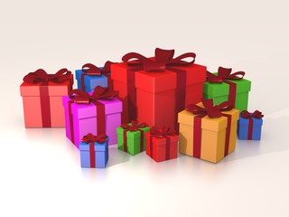 Obraz premium Multicolored Gift Boxes in 3D