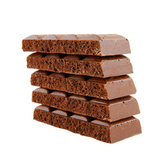 Chocolate bars isolated on white background