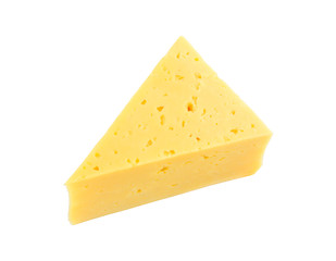 Piece of cheese isolated on white background