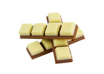 Chocolate bars isolated on white background