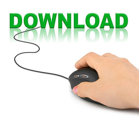 Hand with computer mouse and word Download