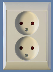 White electric socket on the wall