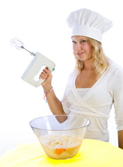 young cook, ready to mix something
